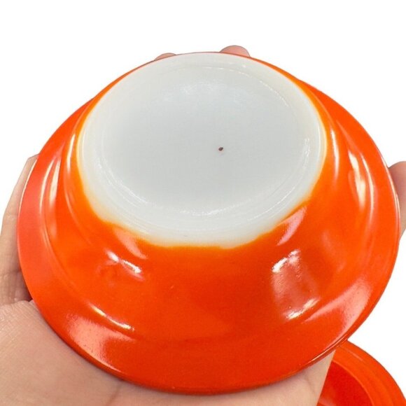 1960s Red Glass Dish Bowl Set 6 Kitchenware Painted Bowls Dishes Unmarked VTG - Picture 3 of 12